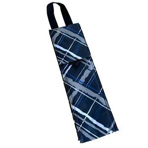 THIRTY ONE 31 Perfect Bottle THERMAL Navy Sea Plaid Wine Bag EUC